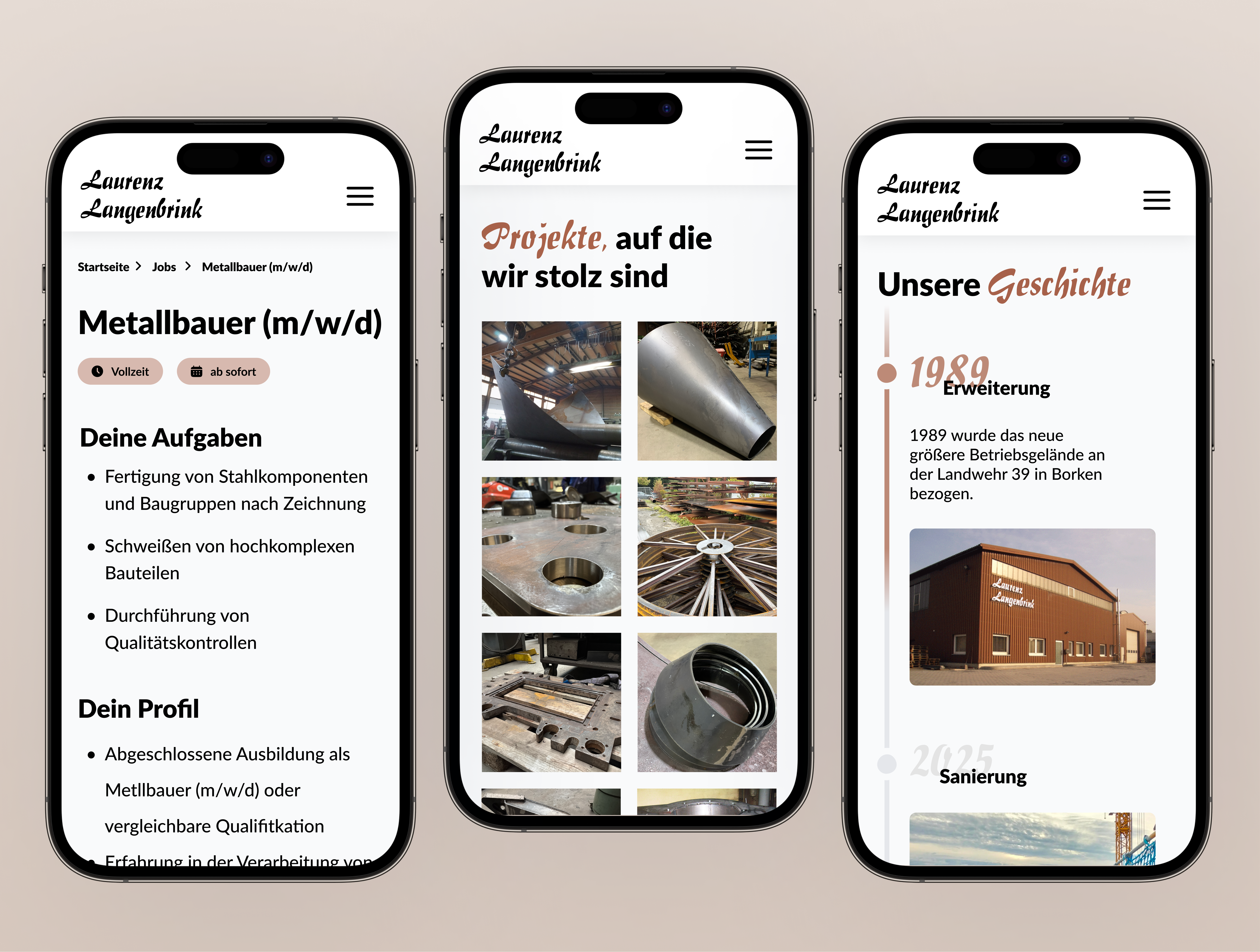 Langenbrink - Jobseite, Projektseite, Über uns Seite mobil