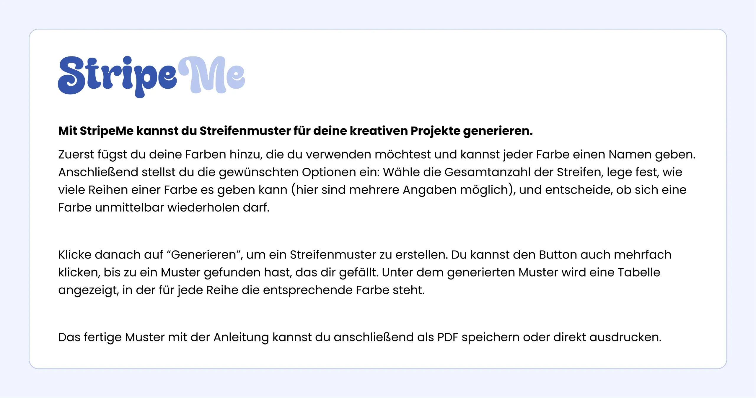 StripeMe - Beschreibung