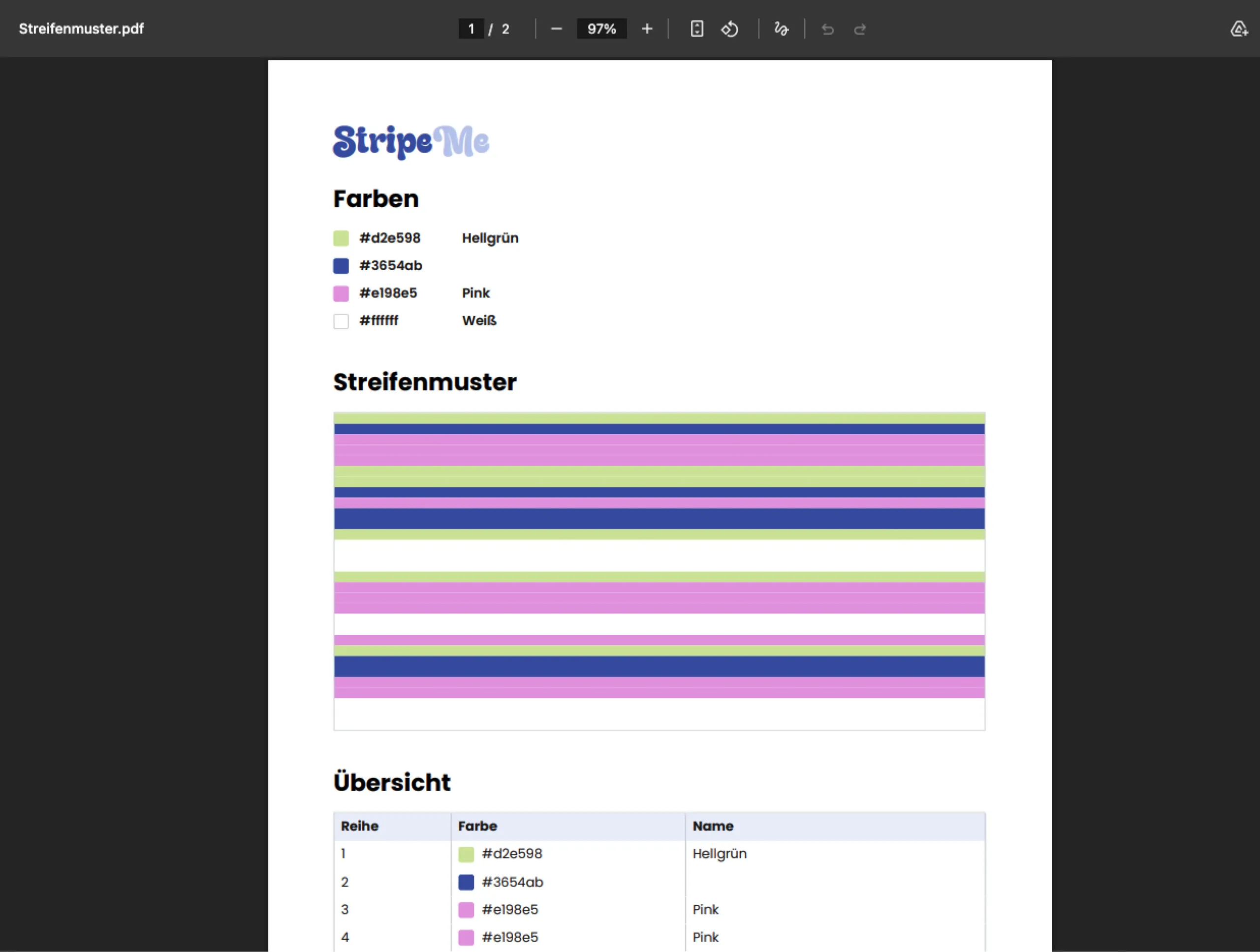 StripeMe - Generierte PDF